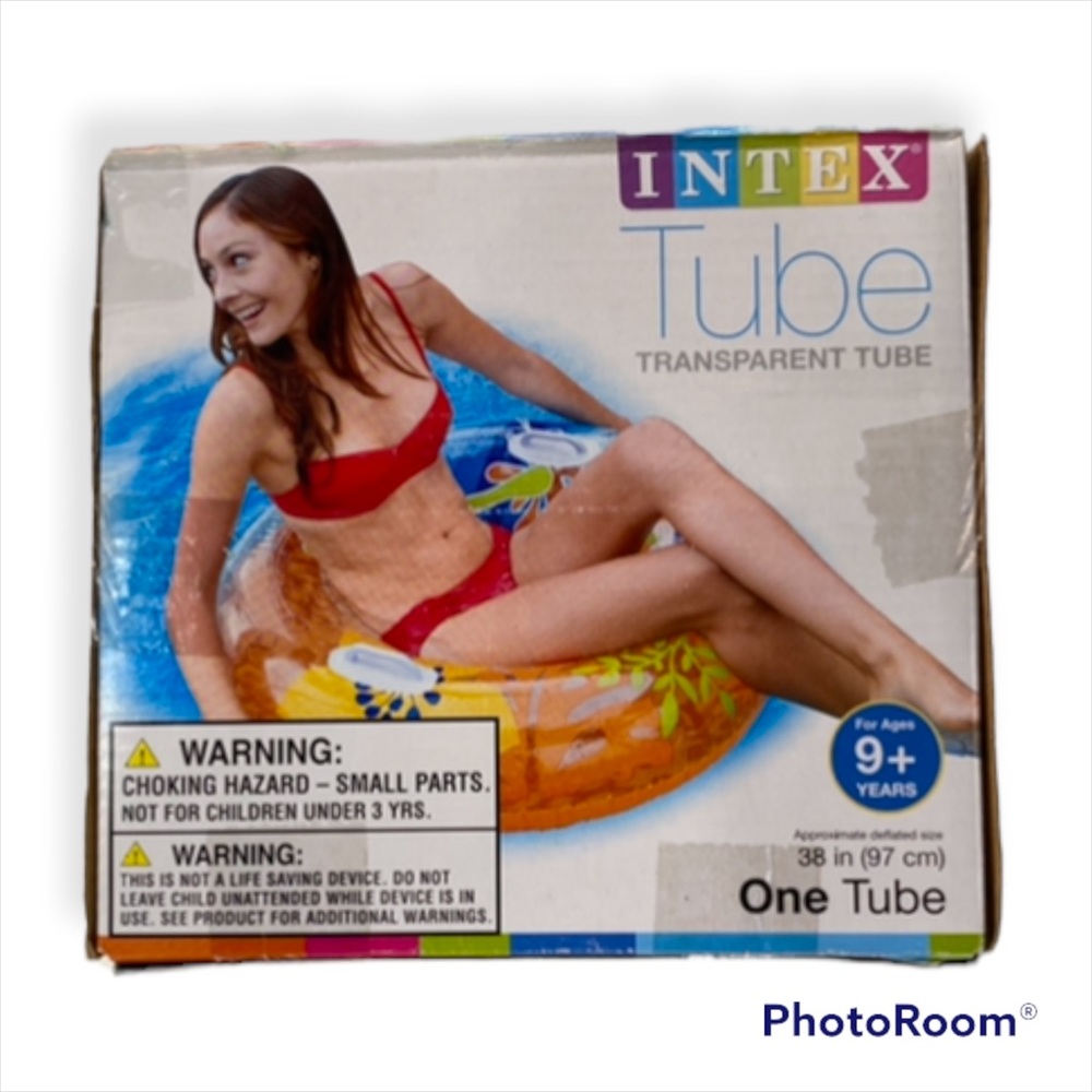 Lot (2) Intex Pool Float Swim Ring Tube Beach 38” Tropical Orange New